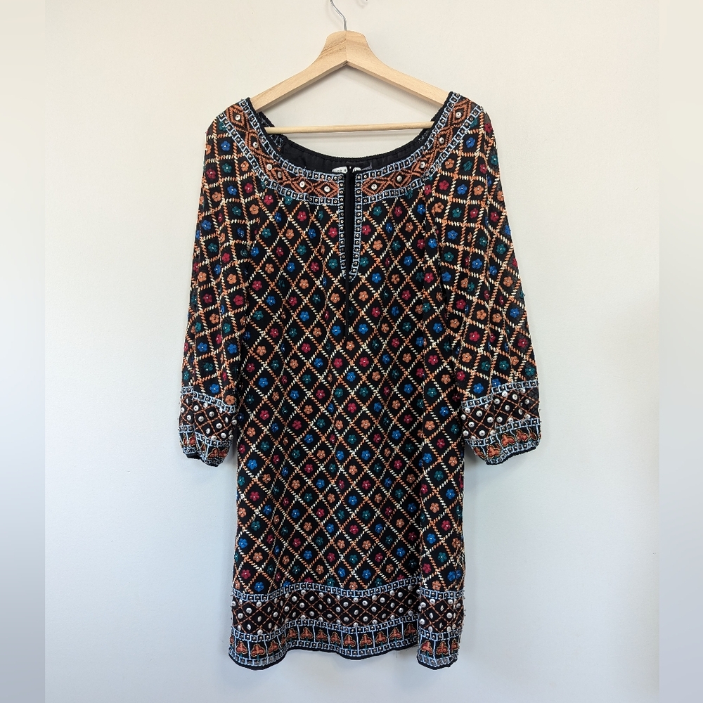 Alice+Olivia Gillian Embroidered Shift Dress‎ Boho Colorful